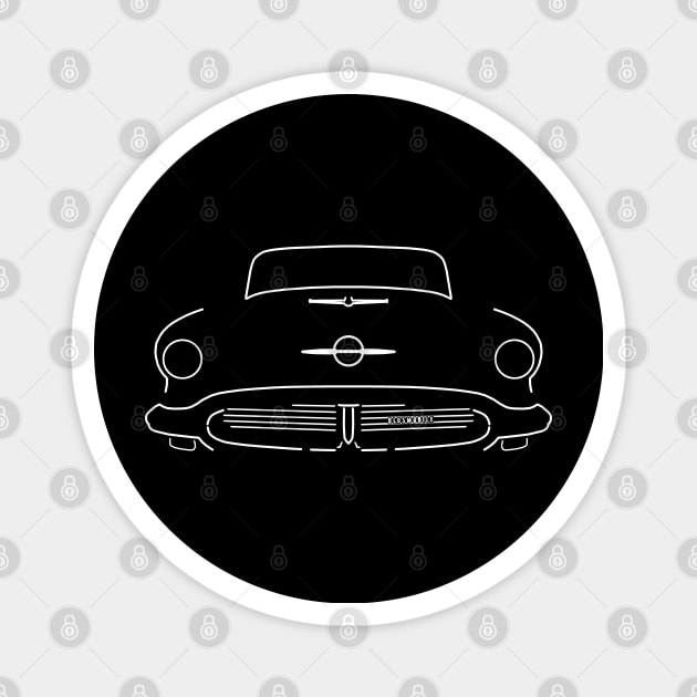 Oldsmobile Starfire 1956 American classic car outline graphic (white) Magnet by soitwouldseem